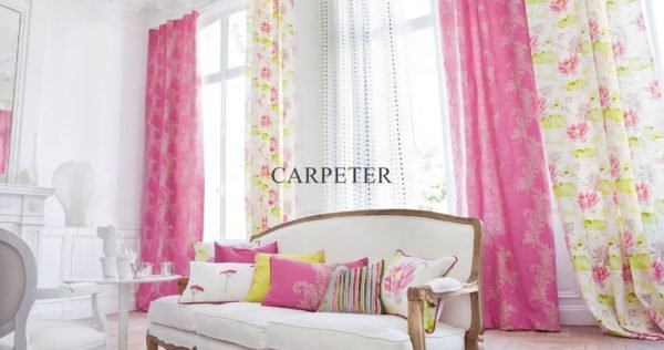 Pearl Pink Curtains With Blue Walls