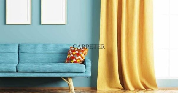 Yellow Colored Curtains With Blue Walls
