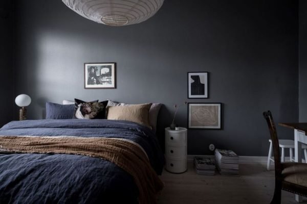 Add a monochromatic Depth With Charcoal Blue Walls