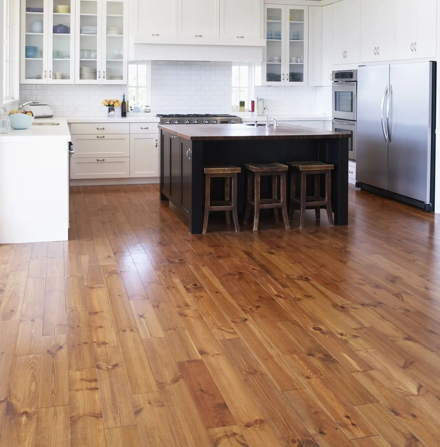 Hardwood Flooring Installed in Contemporary Kitchen Downtown Dubai