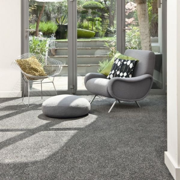 Grey Carpet Installation in Living Room Downtown Dubai